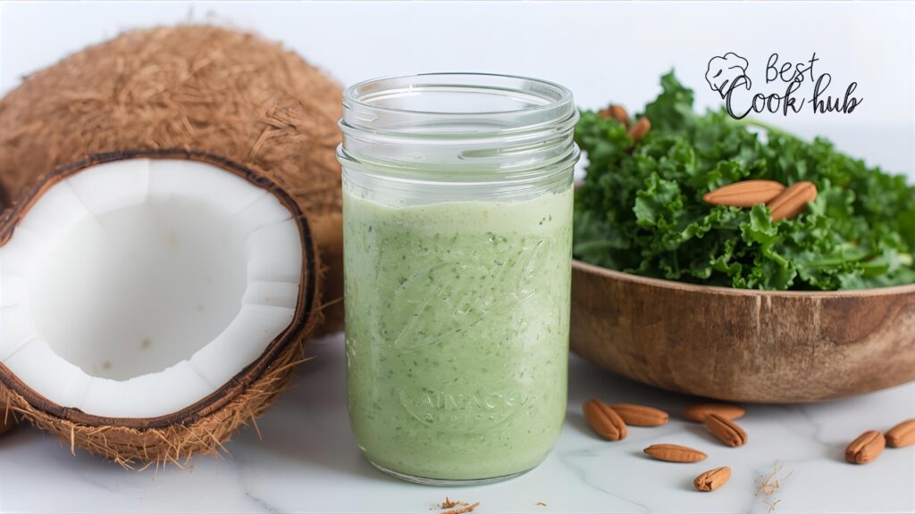 Bestcookhub - Coconut Kale Smoothie in a Mason Jar