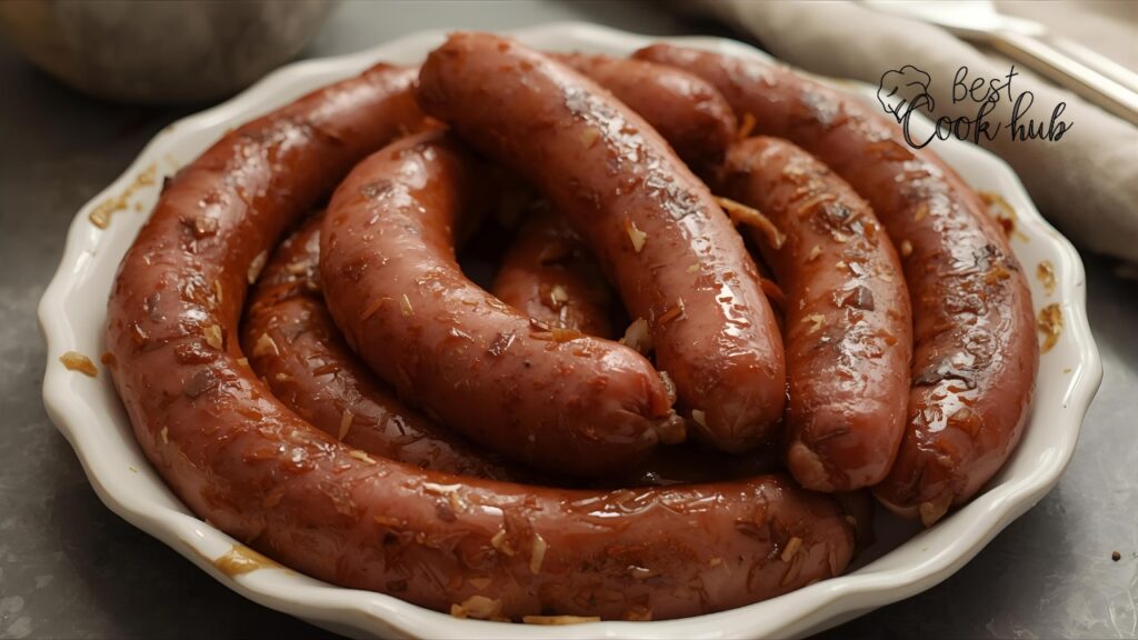 Bestcookhub - Cooked Smoked Sausages Resting on Plate