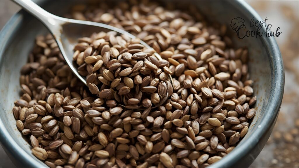 Bestcookhub-Dry Chia Seeds in a Bowl with a Spoon