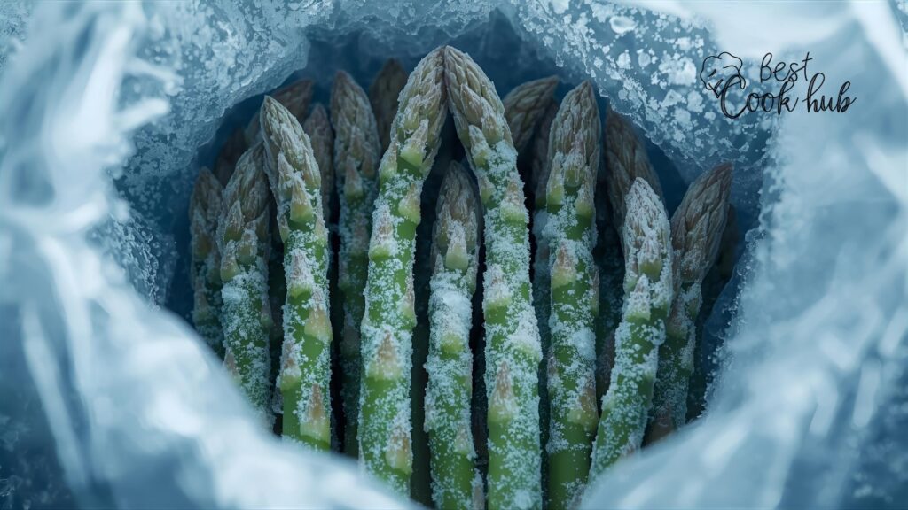 Bestcookhub - Frozen asparagus spears in a freezer bag ready for cooking