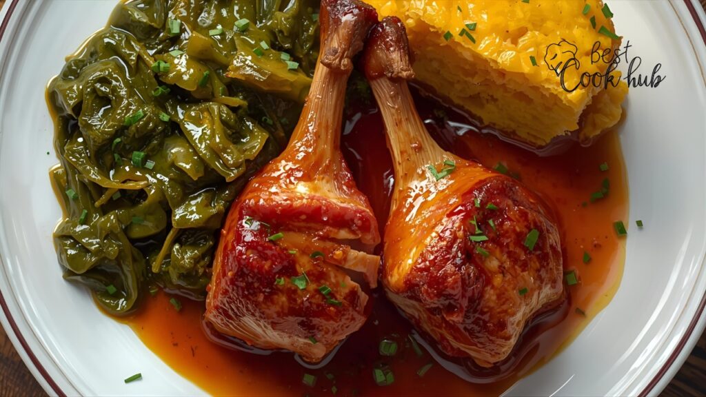 Bestcookhub - Ham hocks served with collard greens and cornbread