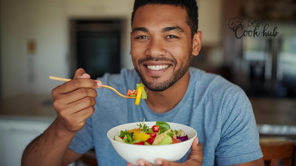 Bestcookhub - Happy Person Enjoying a High Fiber Salad Bowl