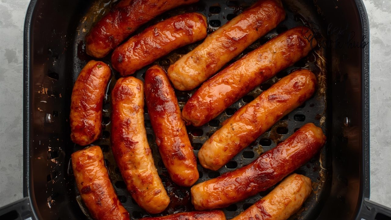 Bestcookhub - Hot Smoked Sausages in Air Fryer Basket