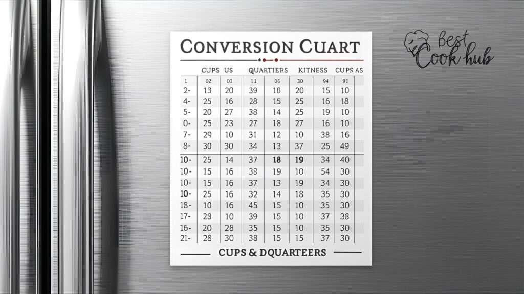 Bestcookhub - Kitchen Conversion Chart for Cups and Quarters