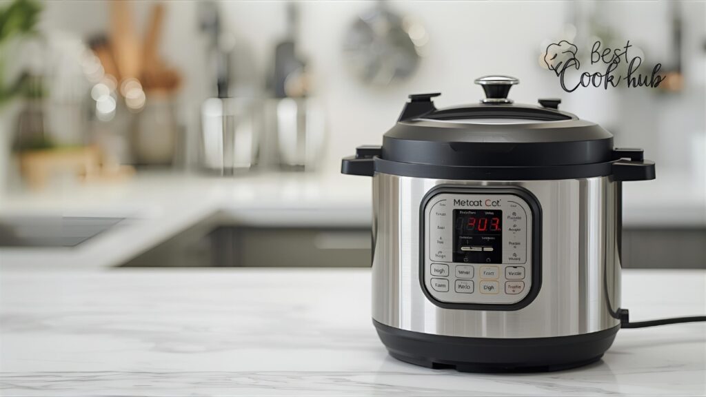 Modern electric pressure cooker on countertop