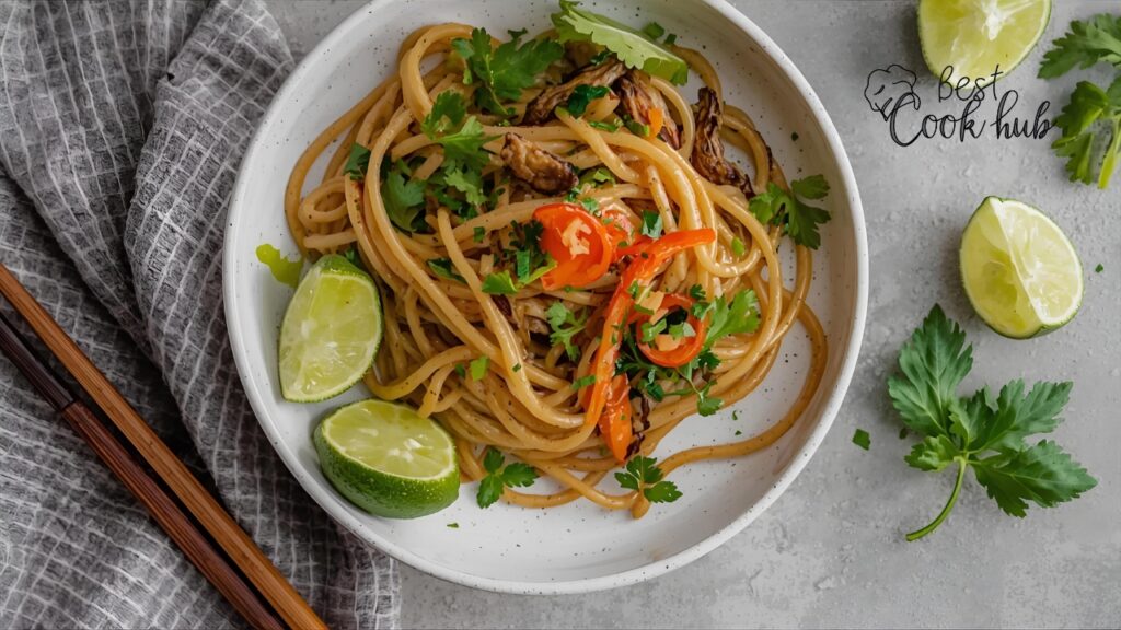 Bestcookhub - Pad Thai Noodles with Lime Wedges
