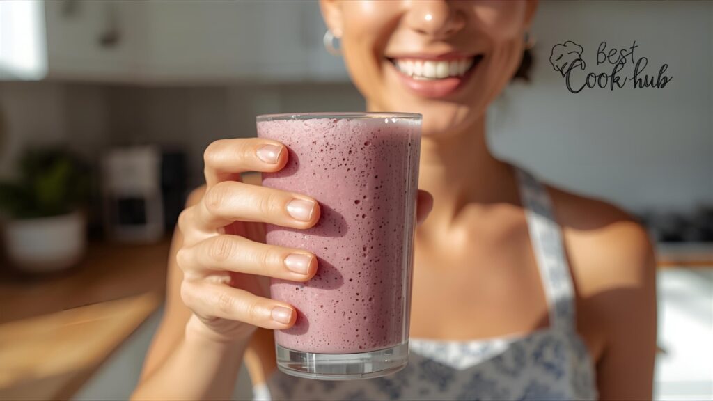 Bestcookhub - Person Holding a Chia Smoothie Glass with a Smile
