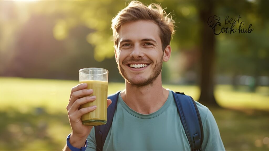 Bestcookhub - Person Smiling After Morning Walk with Fresh Smoothie
