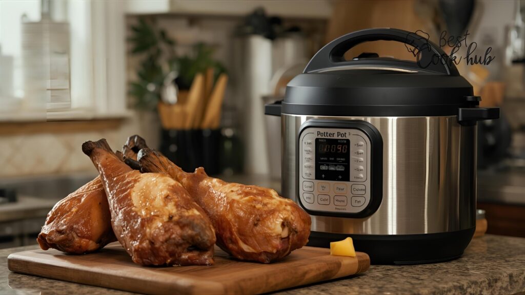 Bestcookhub - Pressure cooker with ham hocks on kitchen counter
