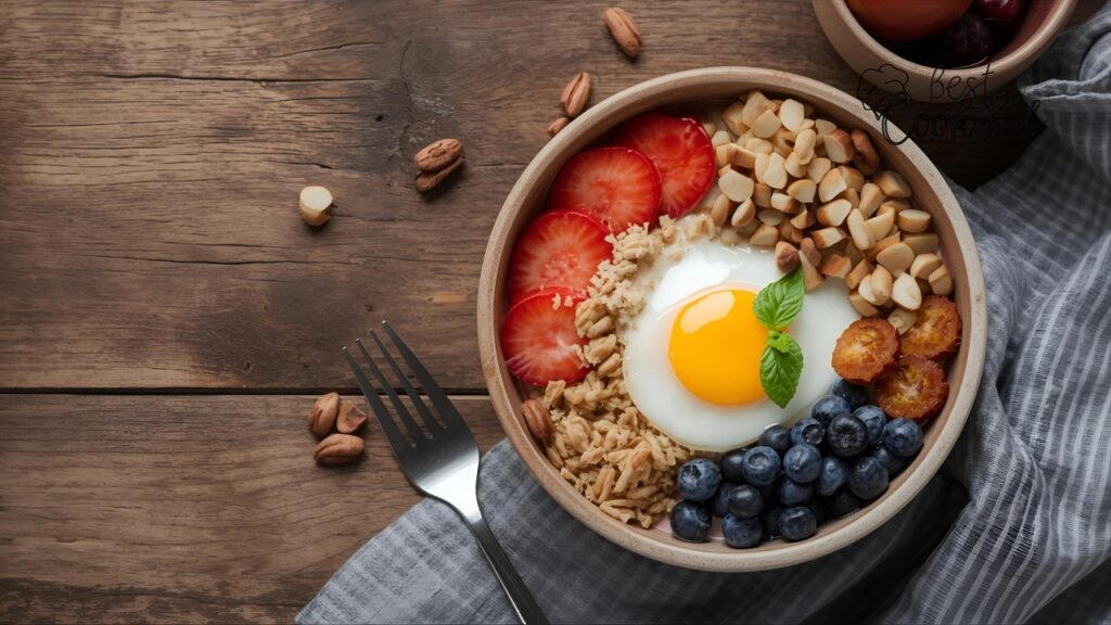 Bestcookhub - Protein-Rich Healthy Breakfast Bowl on a Wooden Table