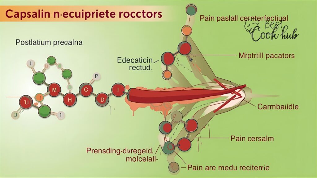 Bestcookhub - Diagram showing how capsaicin activates pain receptors on the tongue