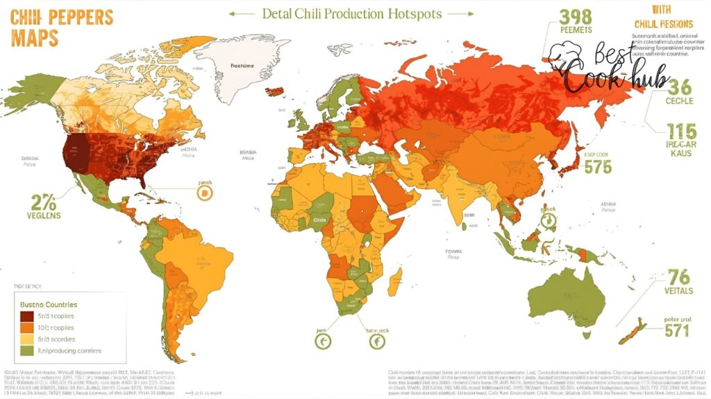 Bestcookhub - Map showing global chili pepper production hotspots