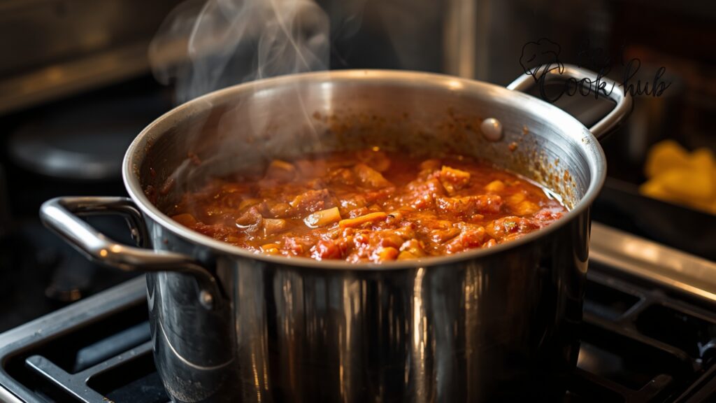 Bestcookhub - A Stainless Steel Saucepan Simmering Tomato Sauce on the Stove