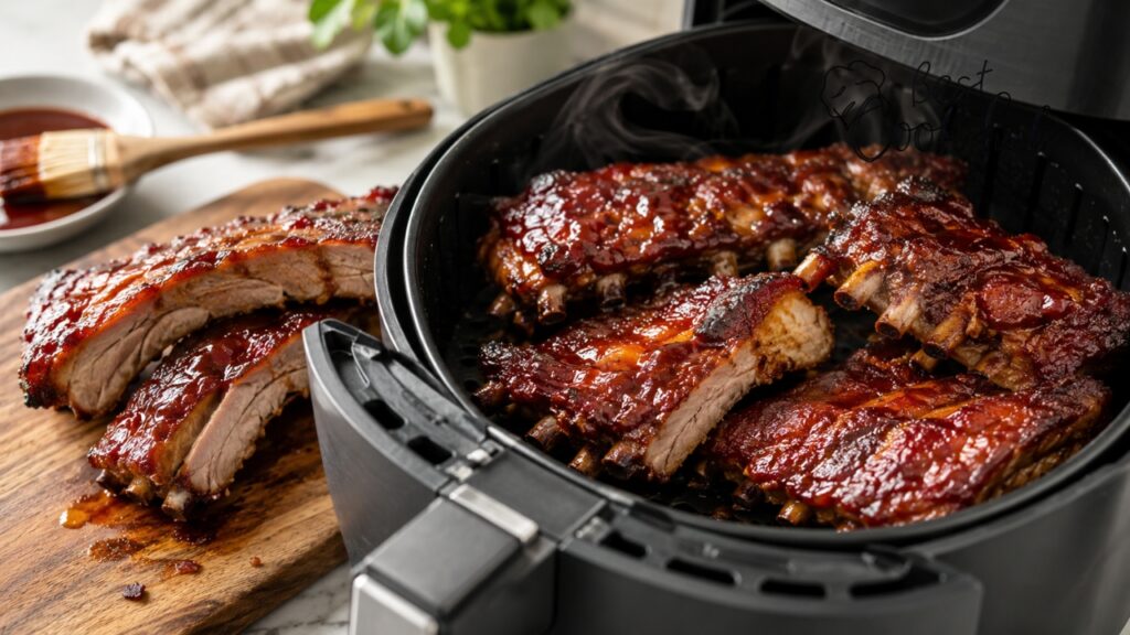 Bestcookhub - Crispy Air Fryer Reheated Ribs With BBQ Glaze