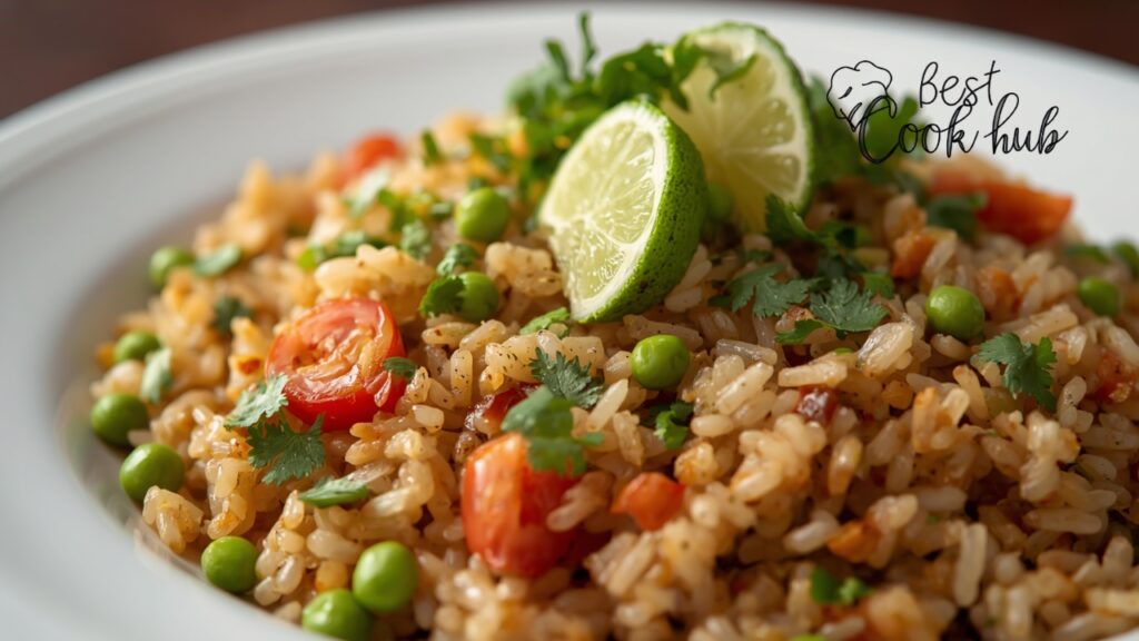 Bestcookhub - Fluffy Mexican Rice with Cilantro, Lime, Tomatoes, and Peas