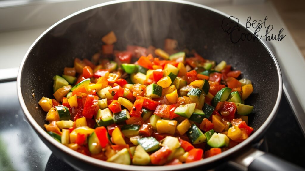 Bestcookhub - Healthy Low-Oil Vegetable Sauté in a Ceramic Nonstick Pan