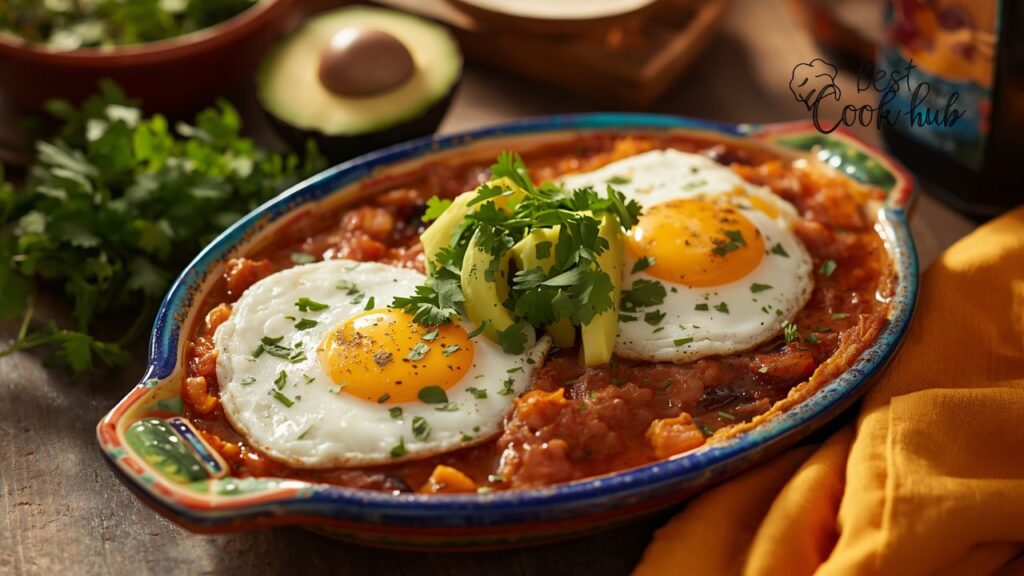 Bestcookhub - Huevos Rancheros with Fried Eggs, Corn Tortillas, Salsa Roja, and Refried Beans