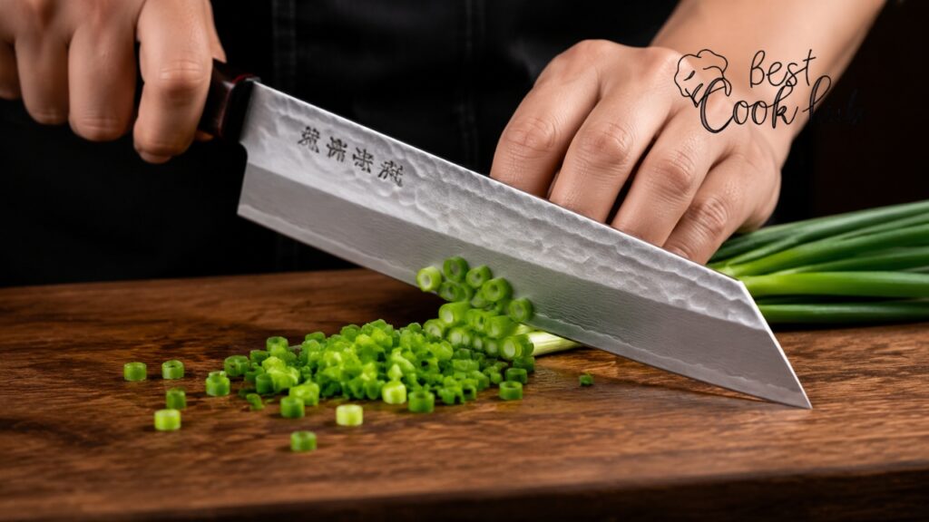 Bestcookhub - Kiritsuke Knife with Angled Tip Cutting Green Onions