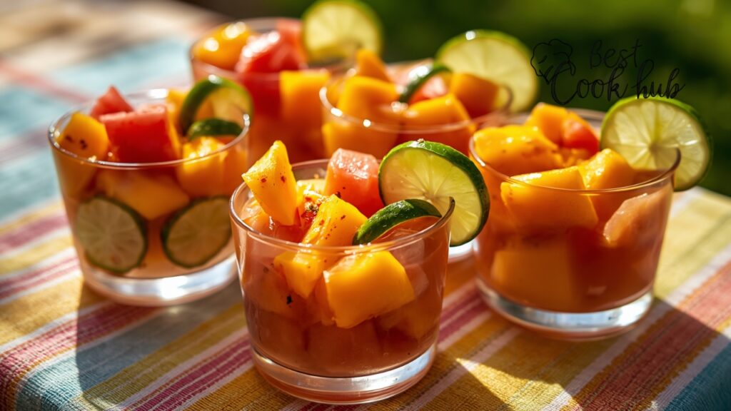 Bestcookhub - Mexican Fruit Cups with Mango, Watermelon, Cucumber, Lime, and Chili Seasoning