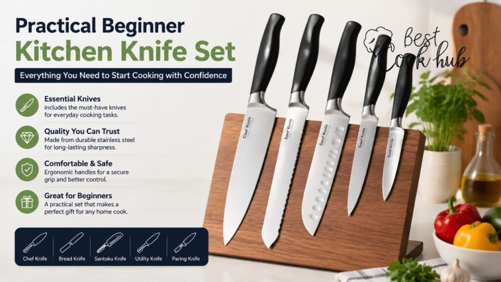 Bestcookhub - Practical Beginner Kitchen Knife Set for Home Cooking