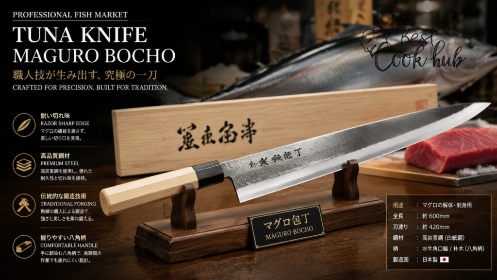 Bestcookhub - Professional Fish Market Tuna Knife Maguro Bocho Display