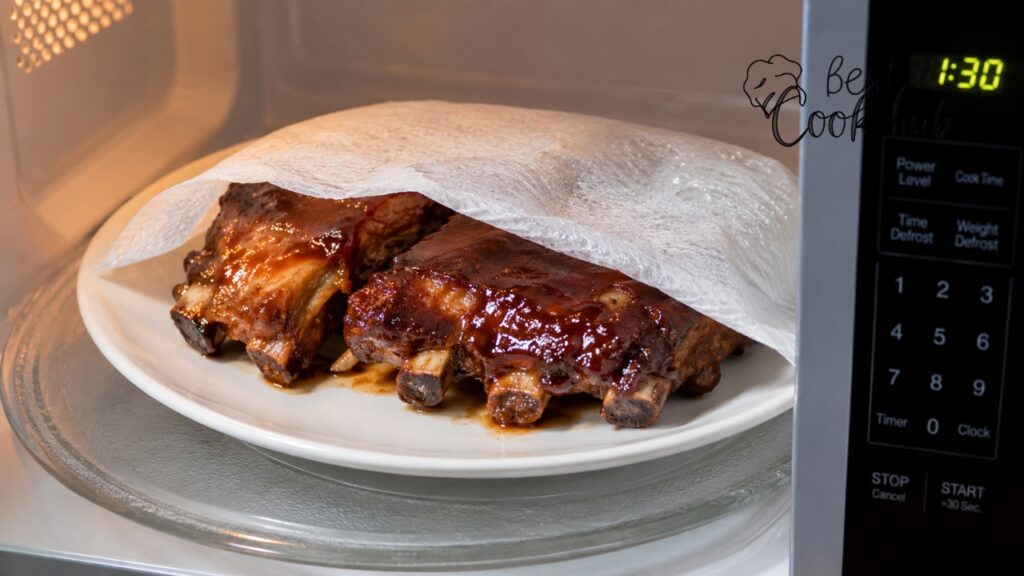 Bestcookhub - Quick Microwave Reheated Ribs With Moist Paper Towel
