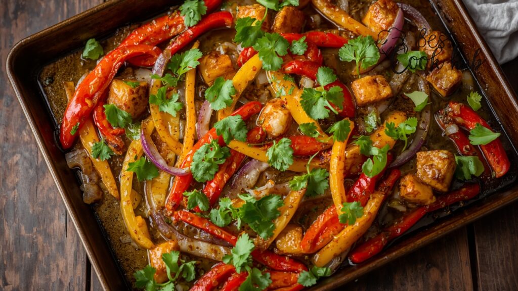Bestcookhub - Sheet Pan Mexican Fajita Vegetables with Peppers, Onions, Lime, and Cilantro