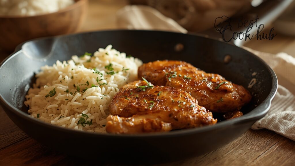 Bestcookhub - Skillet-Seared Chicken Served with Saucepan-Cooked Rice