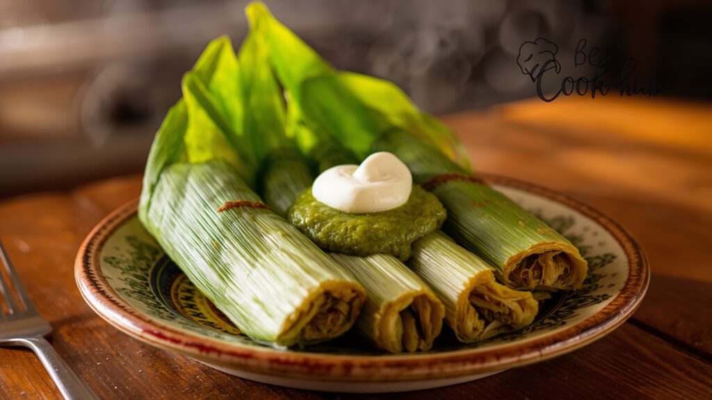 Bestcookhub - Steamed Mexican Tamales with Salsa Verde and Fresh Crema