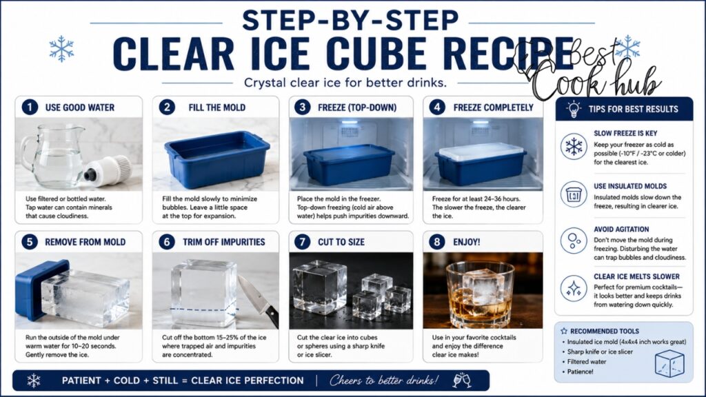 Bestcookhub - Step-by-Step Clear Ice Cube Recipe Card