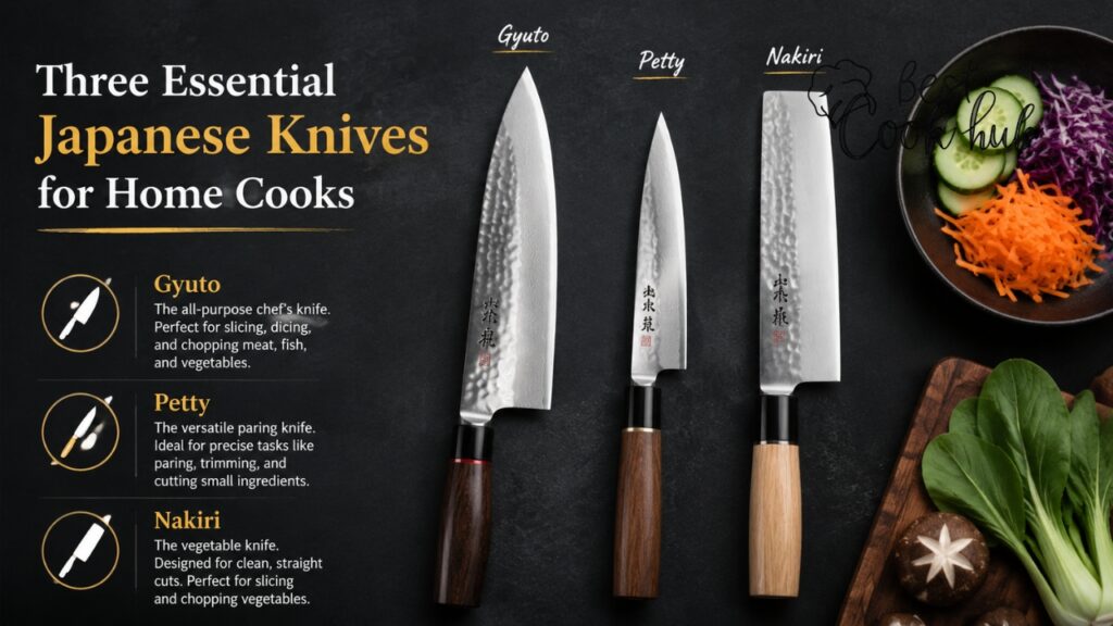 Bestcookhub - Three Essential Japanese Knives for Home Cooks Gyuto Petty and Nakiri