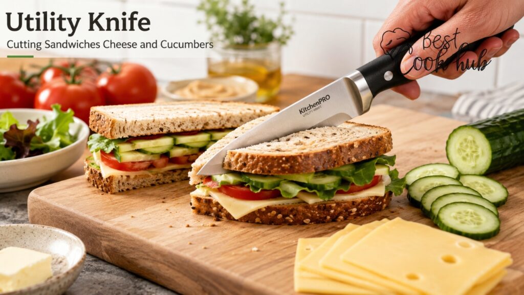 Bestcookhub - Utility Knife Cutting Sandwiches Cheese and Cucumbers
